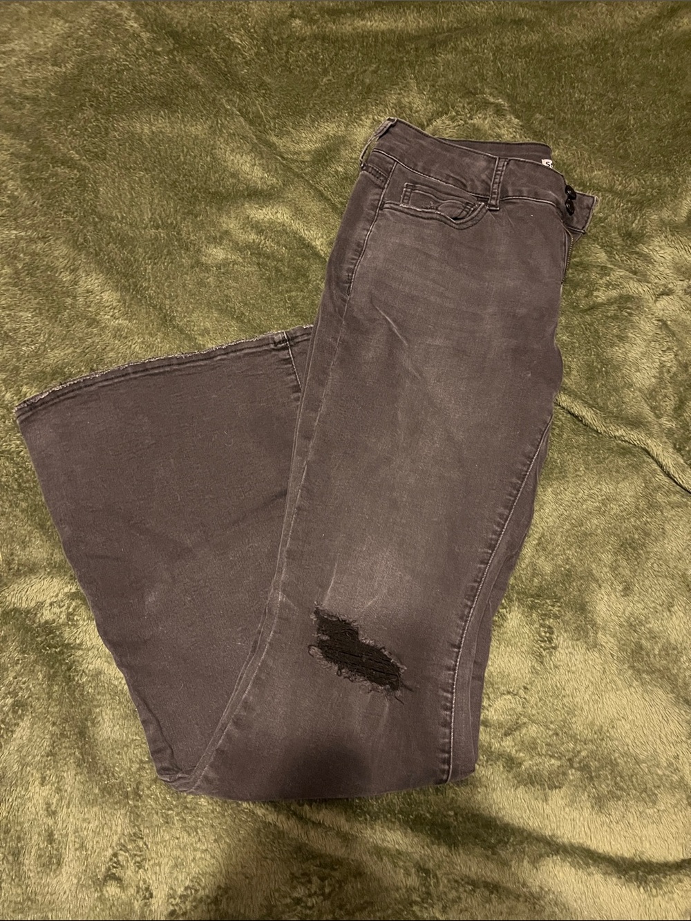SO Black Flare Jeans with Distressed Knee